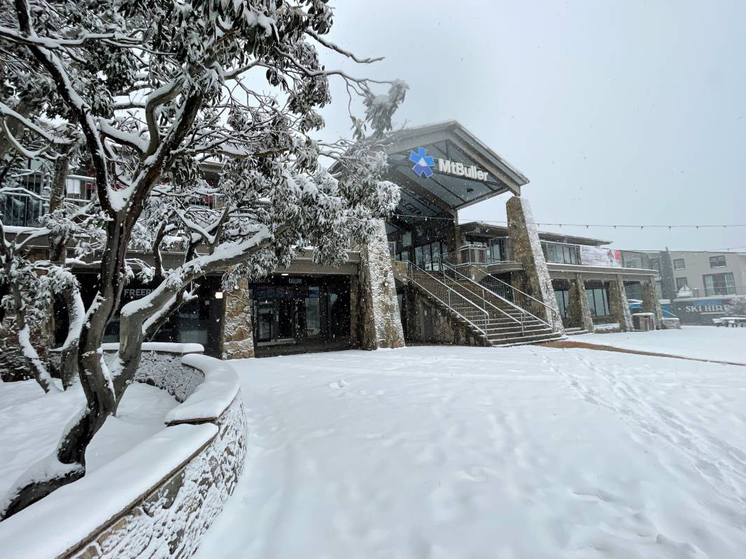 Snow sitting deep in the Village Square