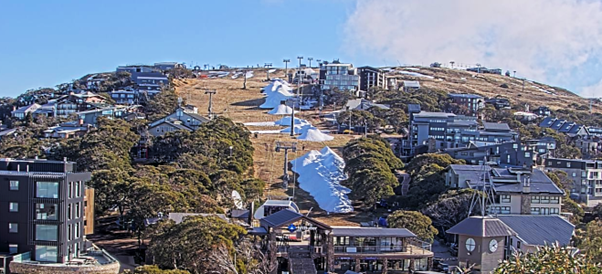 Giant piles of snow line the Bourke Street ski run