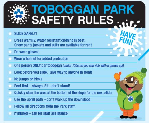 Safety rules for toboggan parks